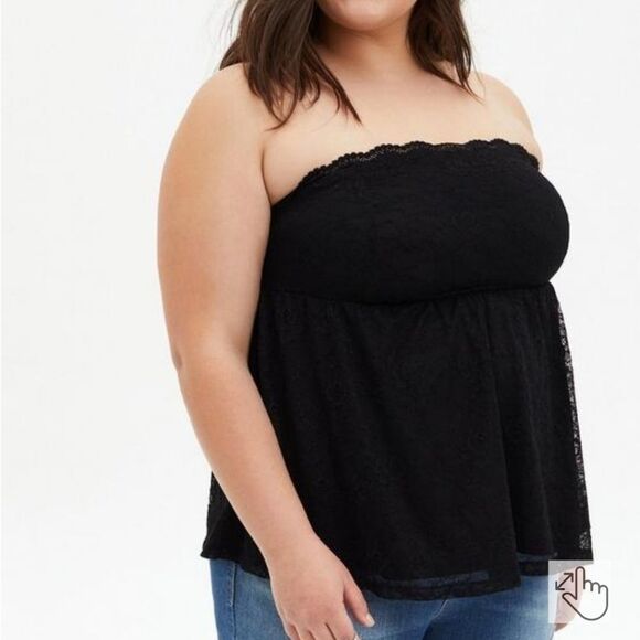 Torrid Black Lace Babydoll Tube Top size 0/0x - Picture 1 of 7